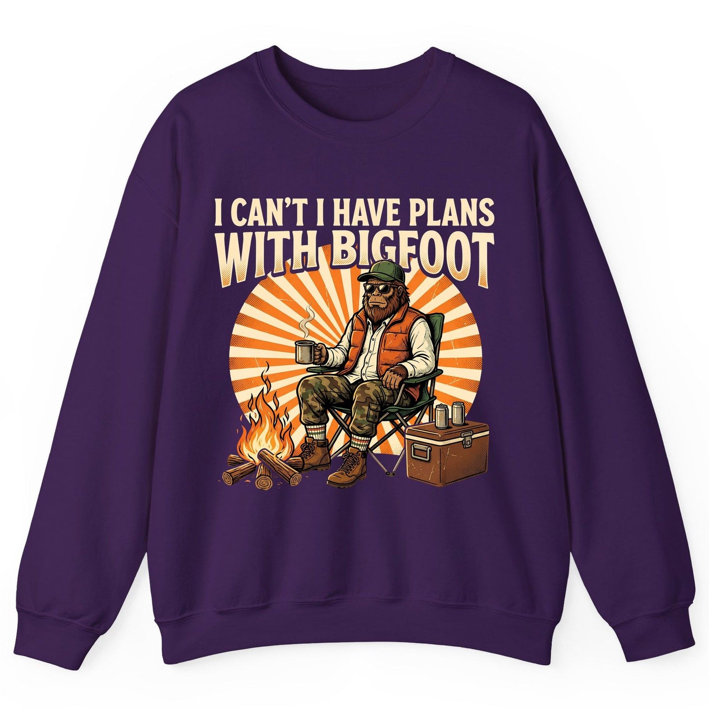 I Can't I Have Plans with Bigfoot bigfoot Sweatshirt Purple product mockup
