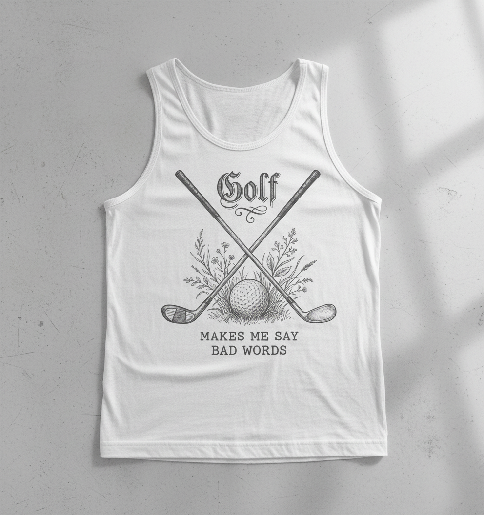 Funny Golf Makes Me Say Bad Words Vintage Design Tank Top - White