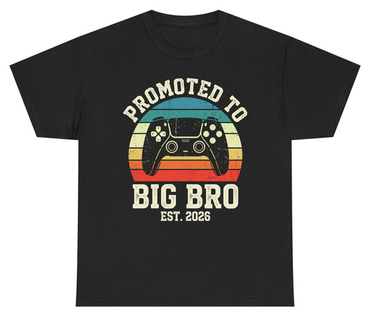 Promoted TO BIG BRO EST 2026 Retro Gaming Youth T-Shirt - product mockup - Black