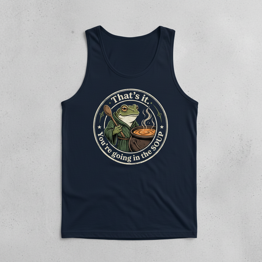 That's It You're Going In The Soup Frog Meme Tank Top - Navy