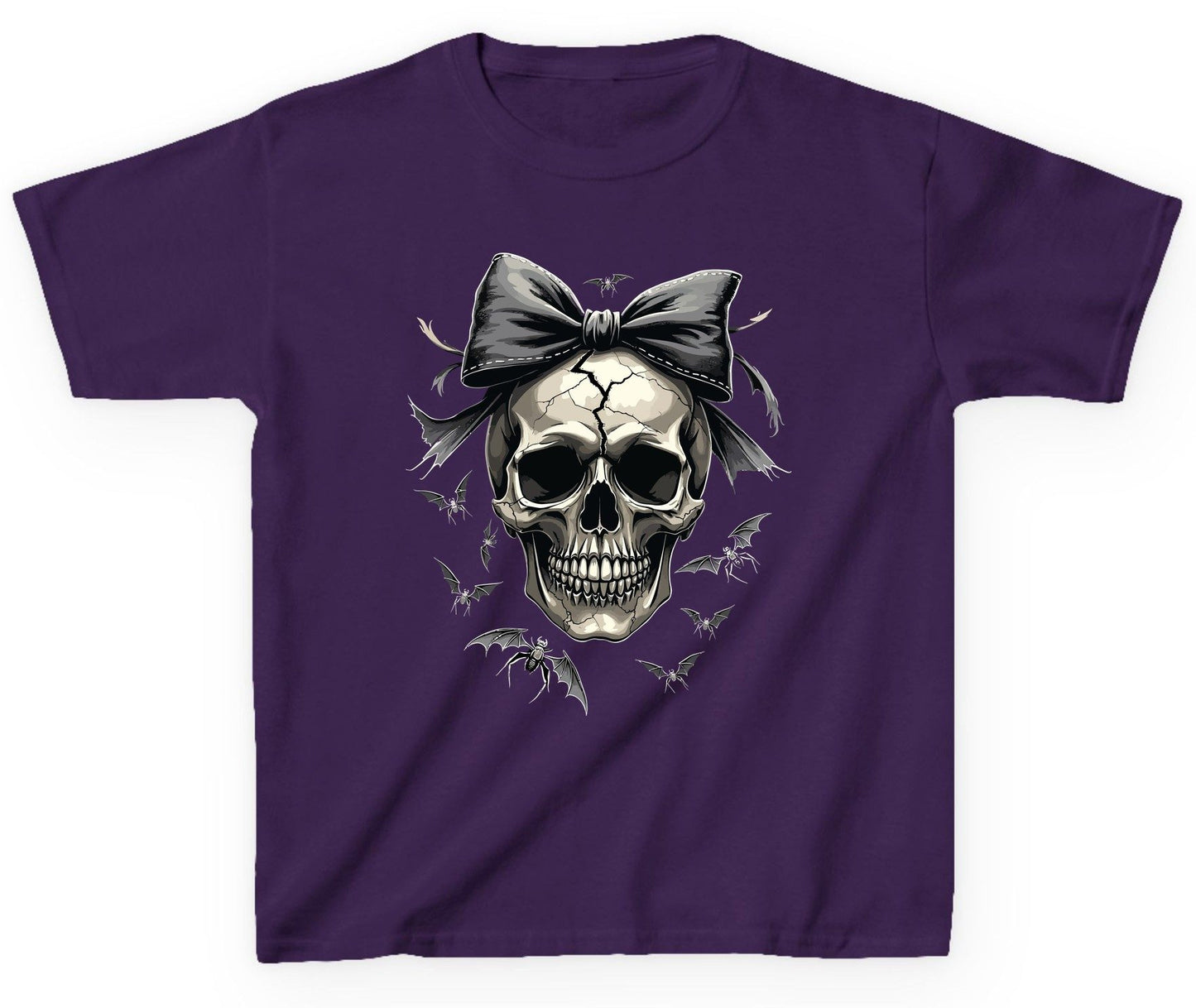 Gothic Skull with Bow gothic skull Youth T-Shirt Purple product mockup
