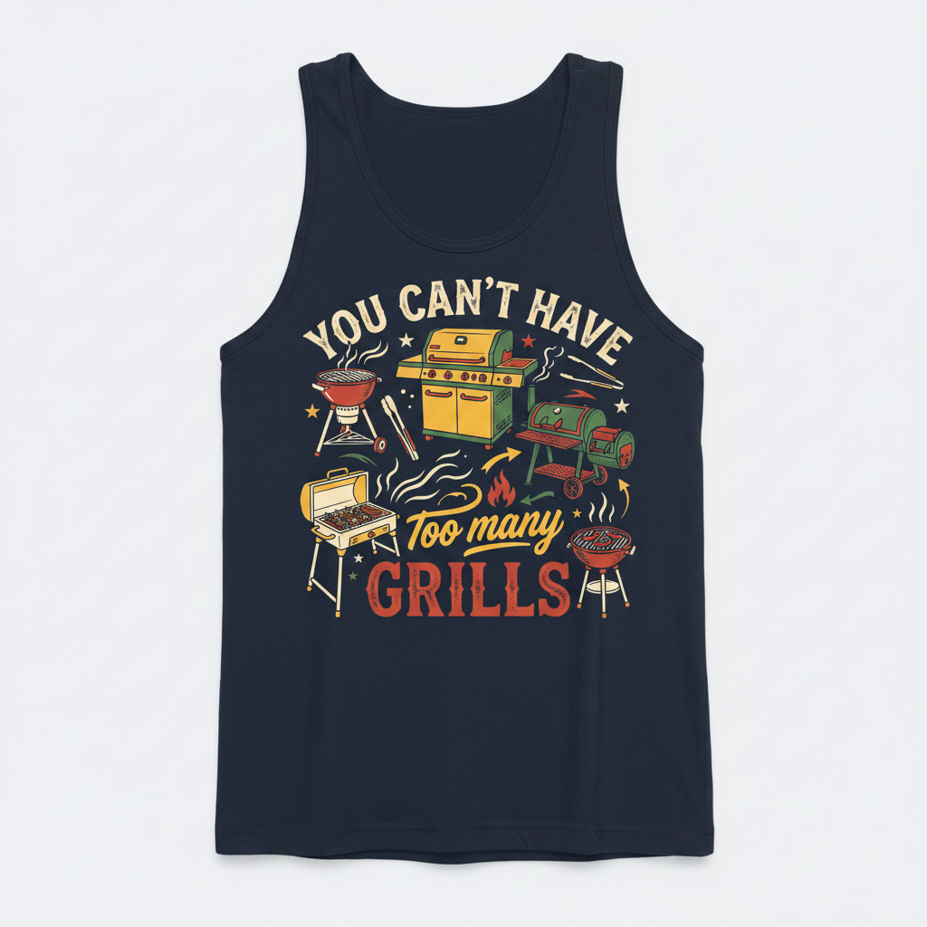 You Can't Have Too Many Grills BBQ Design Tank Top - Navy