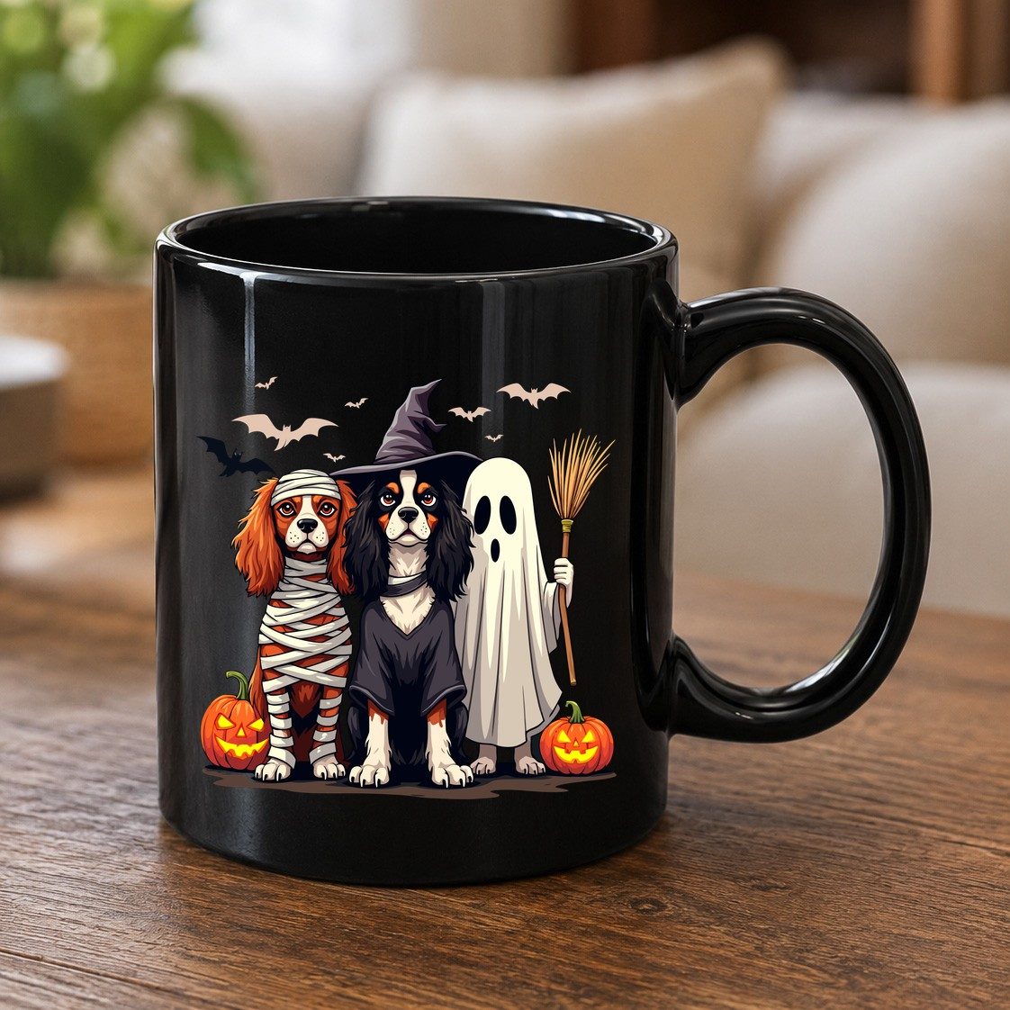 Cavalier Spaniel Halloween Dogs cavalier king charles spaniel Black Mug Black product mockup
