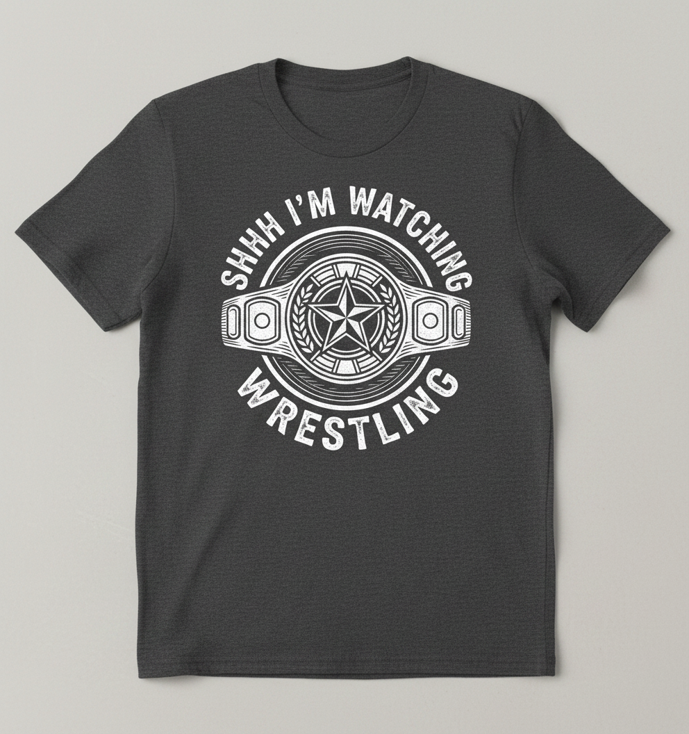 Shhh I'm Watching Wrestling Championship Belt T-Shirt - Dark Heather