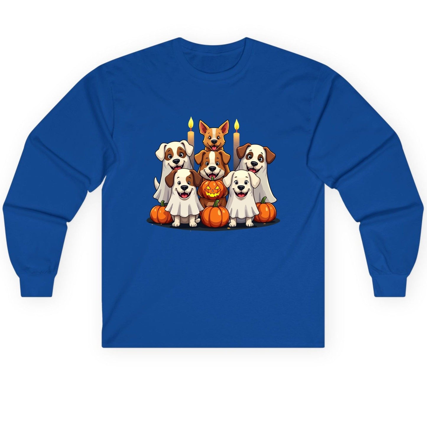 Cute Ghost Dogs Halloween Halloween dogs Long Sleeve Tee Royal product mockup