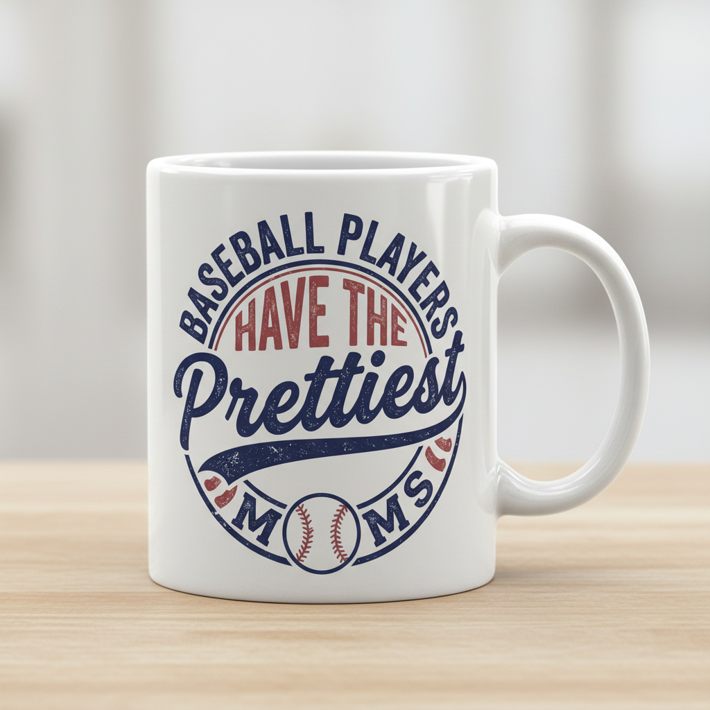 Baseball Players Have The Prettiest Moms Funny Sports Mom Design White Mug - White