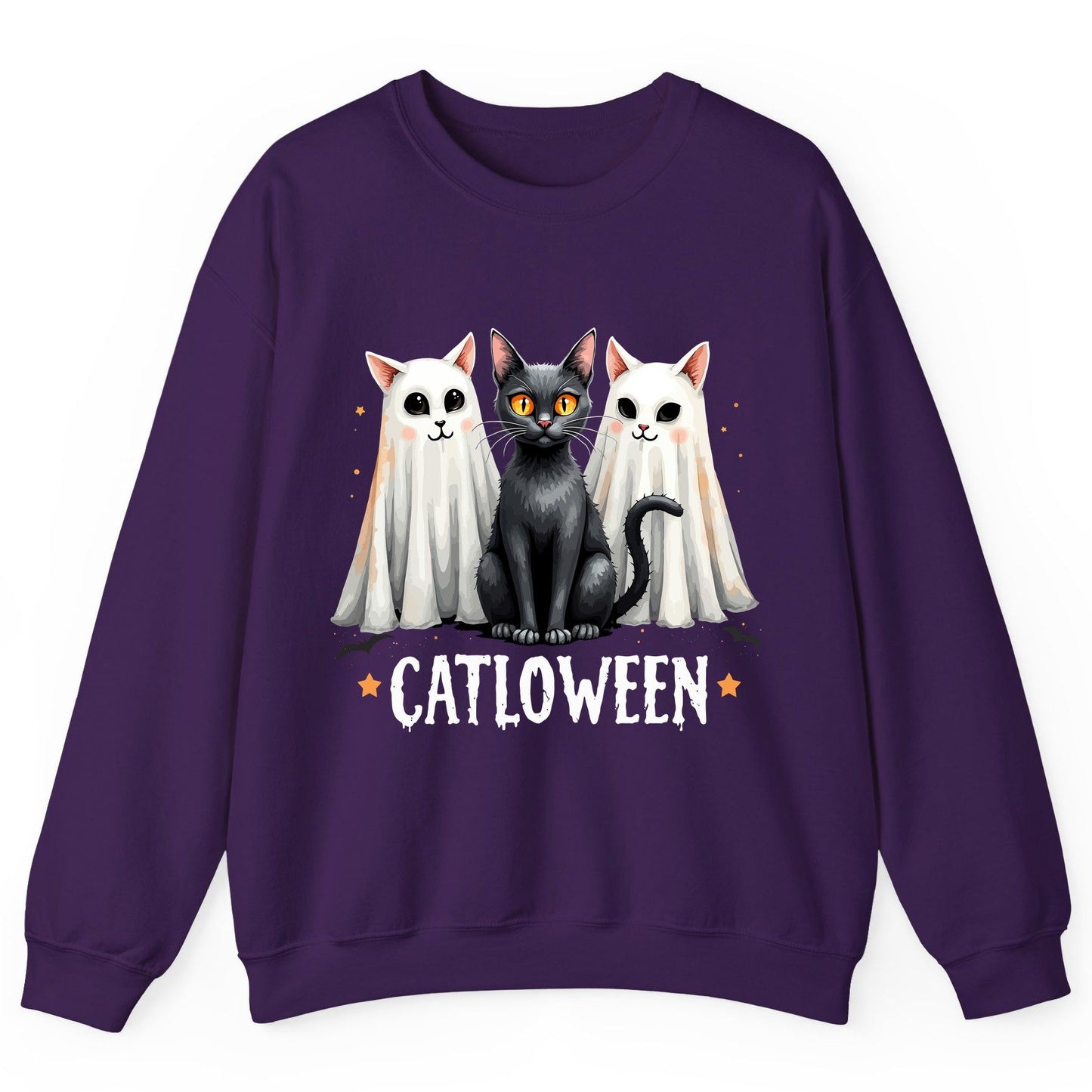 Catloween Halloween cats Sweatshirt Purple product mockup