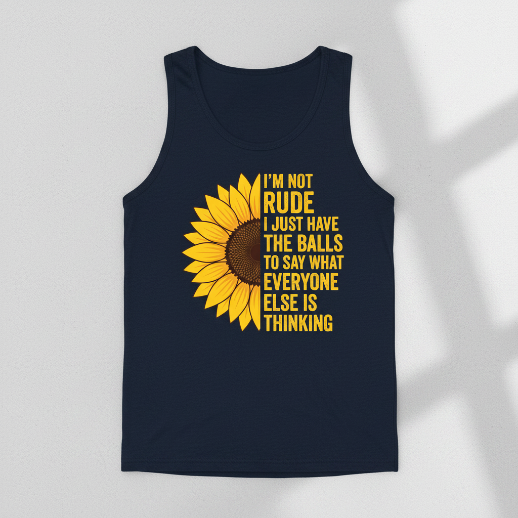 Sunflower I'm Not Rude Funny Sarcastic Quote Tank Top - Navy