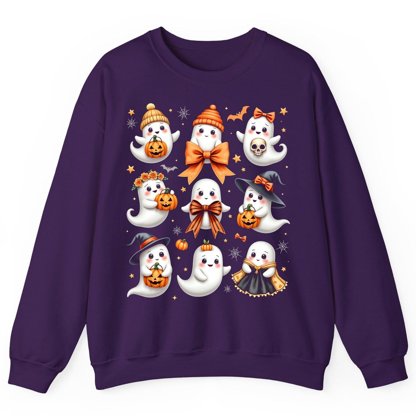 Cute Kawaii Ghosts Collection cute Halloween ghosts Sweatshirt Purple product mockup