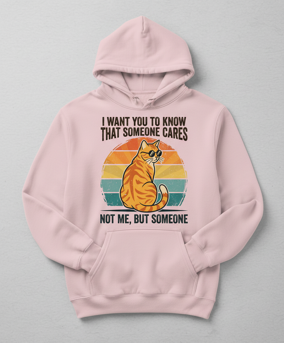 Sarcastic Cat I Want You To Know Someone Cares, Not Me Hoodie - Light Pink