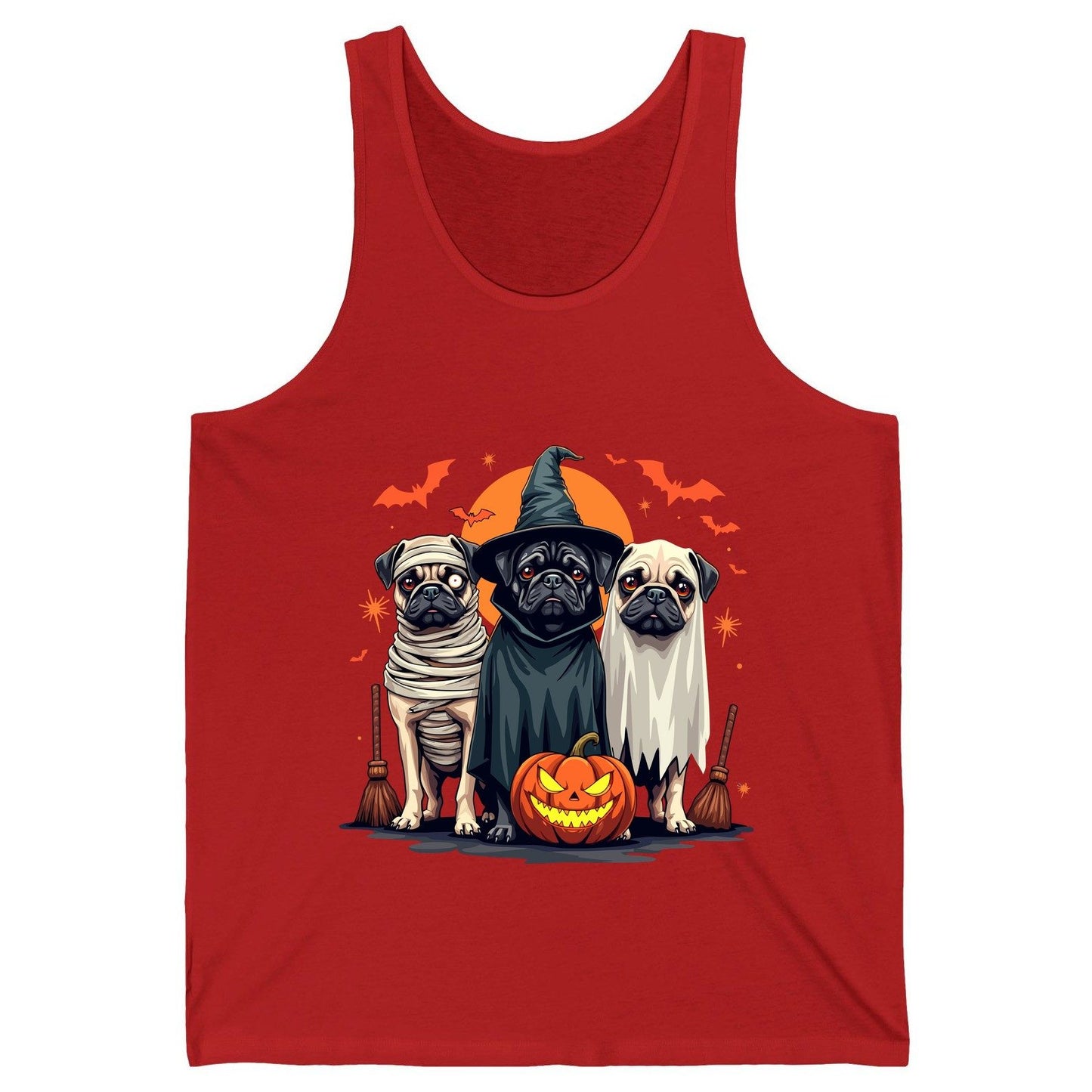 Halloween Pugs Costumes pugs Tank Top Red product mockup