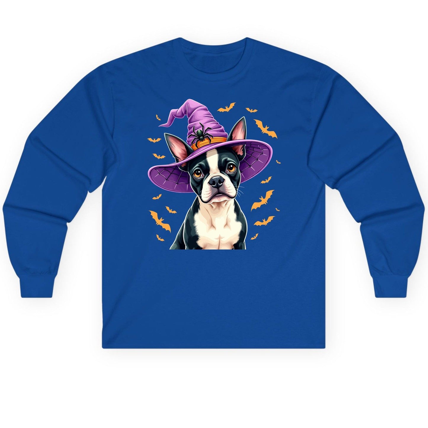 Halloween Boston Terrier Witch boston terrier Long Sleeve Tee Royal product mockup