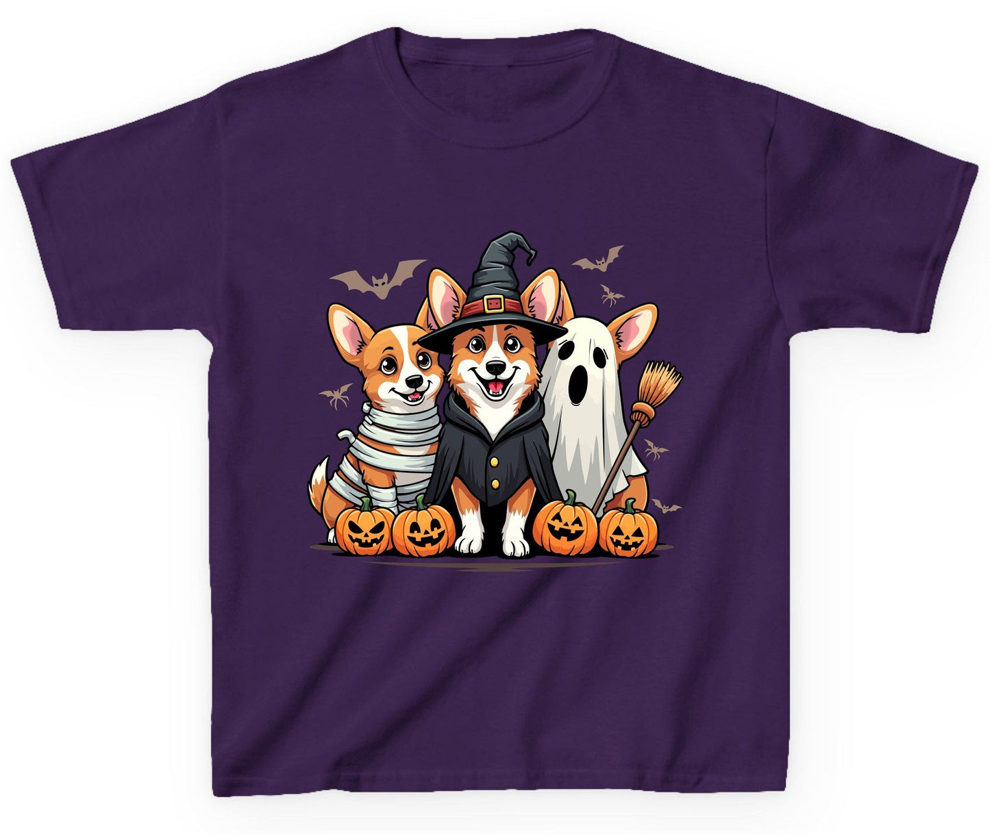 Halloween Corgi Trio Halloween corgis Youth T-Shirt Purple product mockup