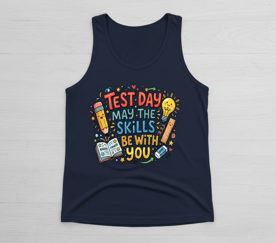 Test Day May The Skills Be With You Funny Teacher Student Gift Tank Top - Navy