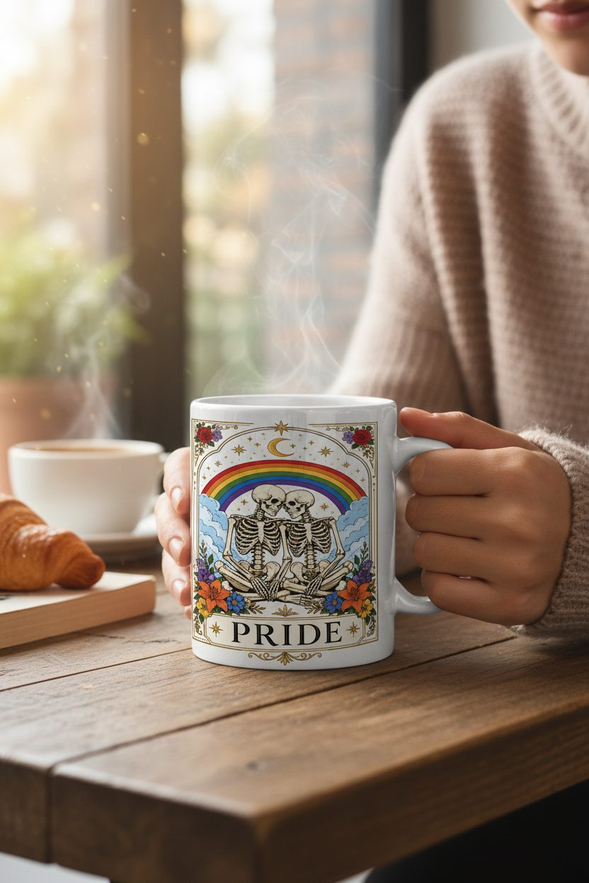 Pride Lgbtq White Mug - lifestyle model mockup - White