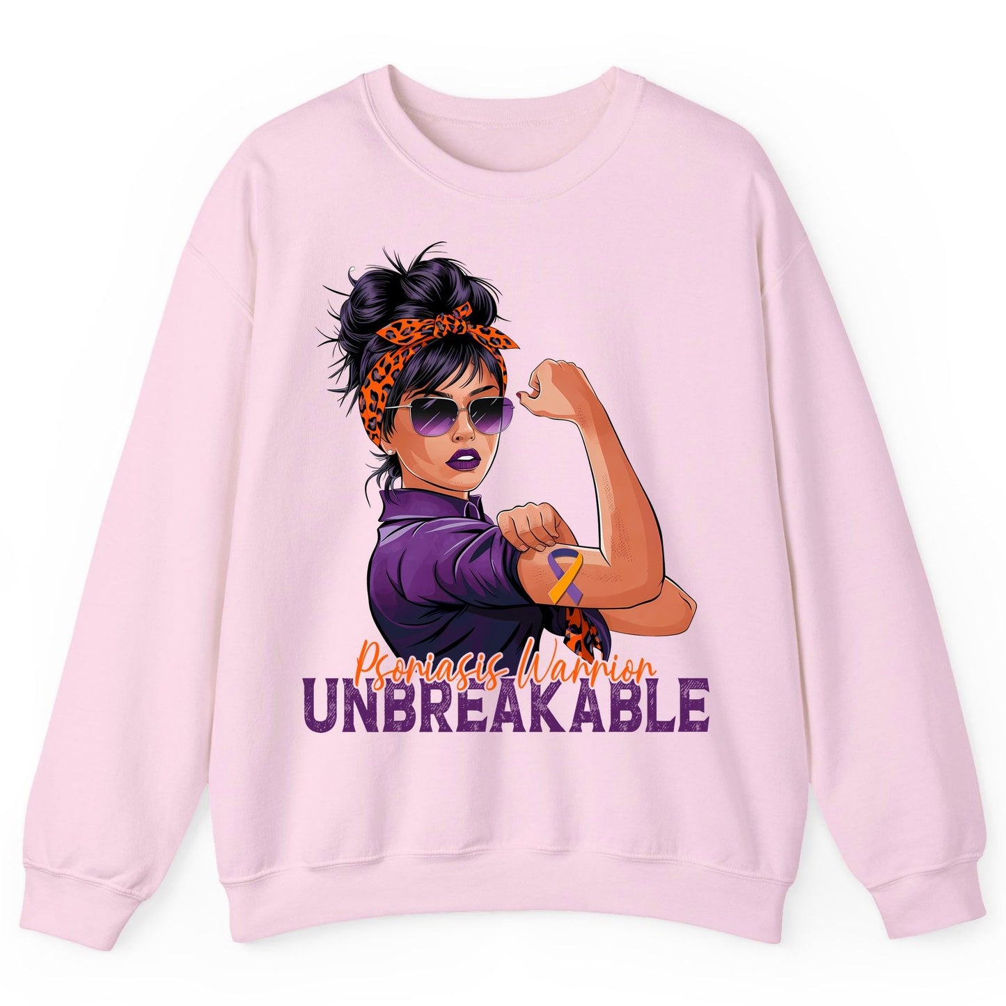 Psoriasis Warrior Unbreakable psoriasis awareness Sweatshirt Light Pink product mockup