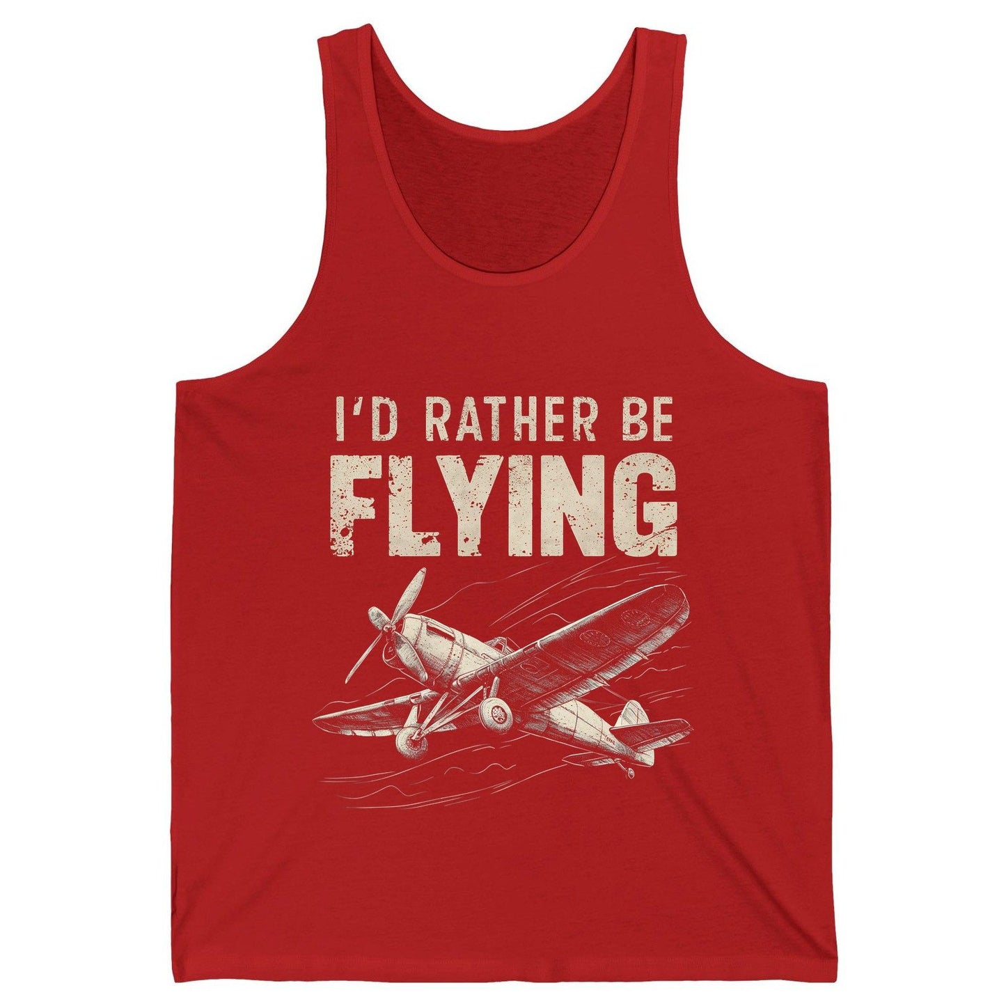I'd Rather Be Flying vintage propeller plane Tank Top Red product mockup