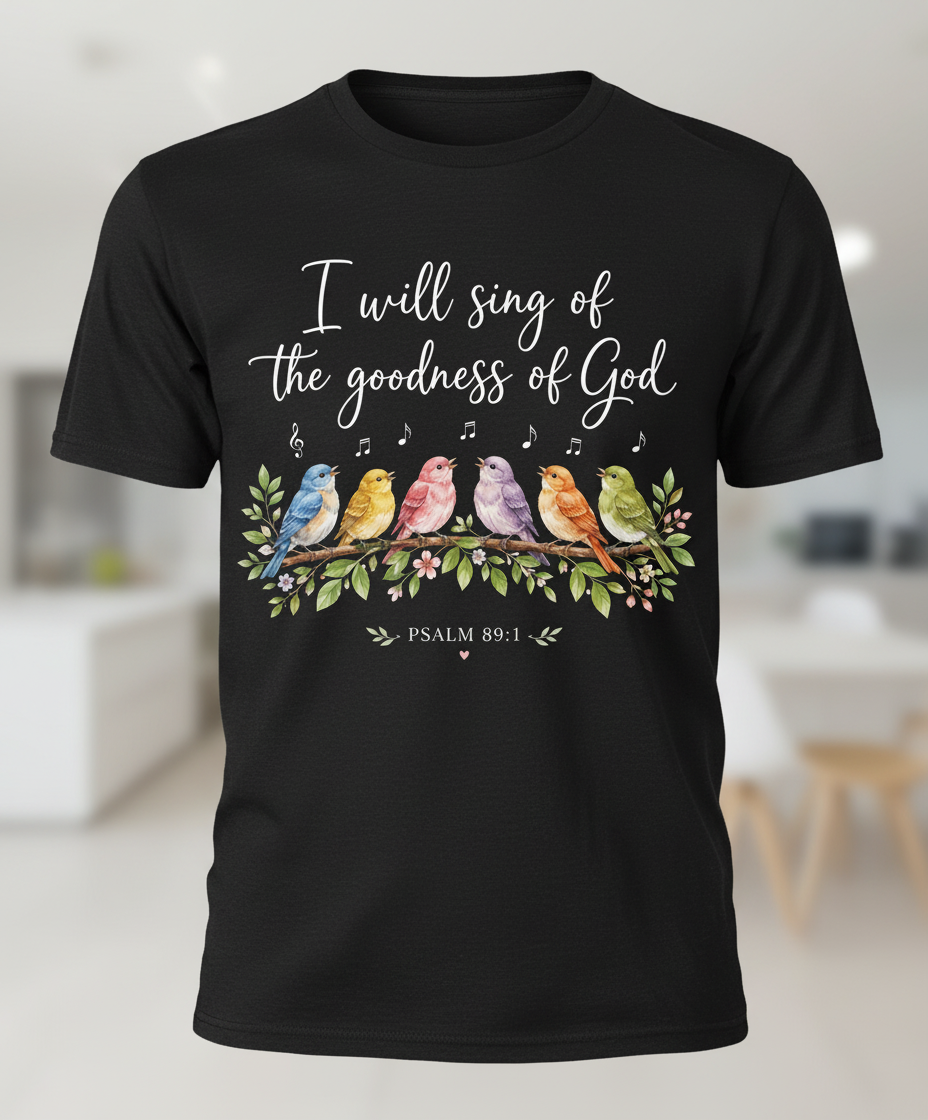 I Will Sing of the Goodness of God Christian T-Shirt - Black
