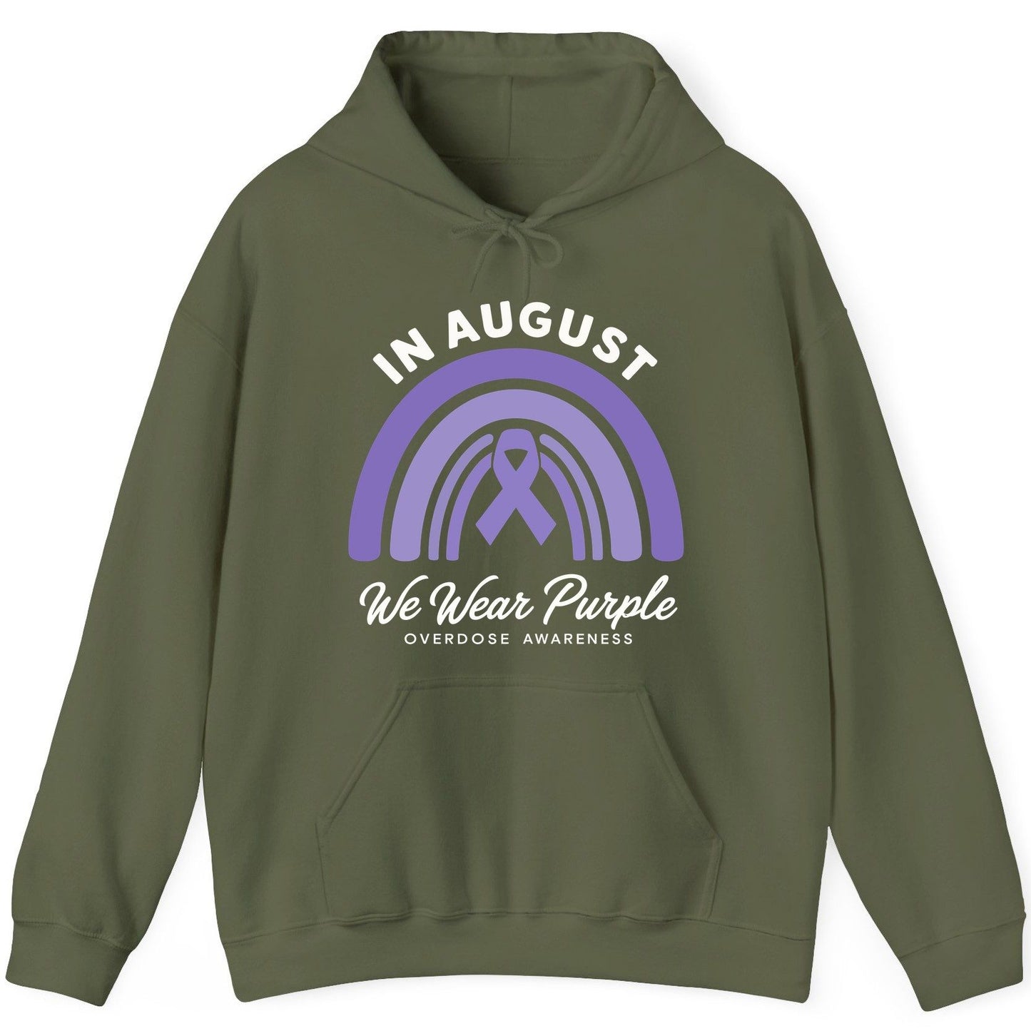 In August We Wear Purple Overdose Awareness overdose awareness Hoodie Military Green product mockup