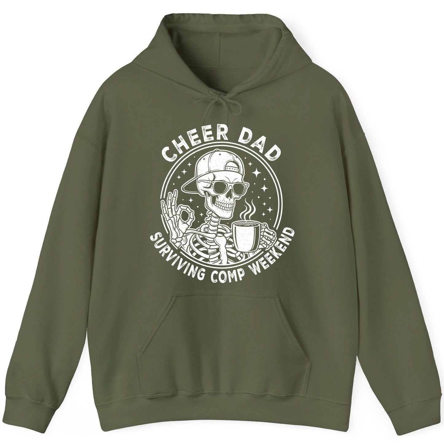 Cheer Dad Surviving Comp Weekend cheer dad Hoodie Military Green product mockup