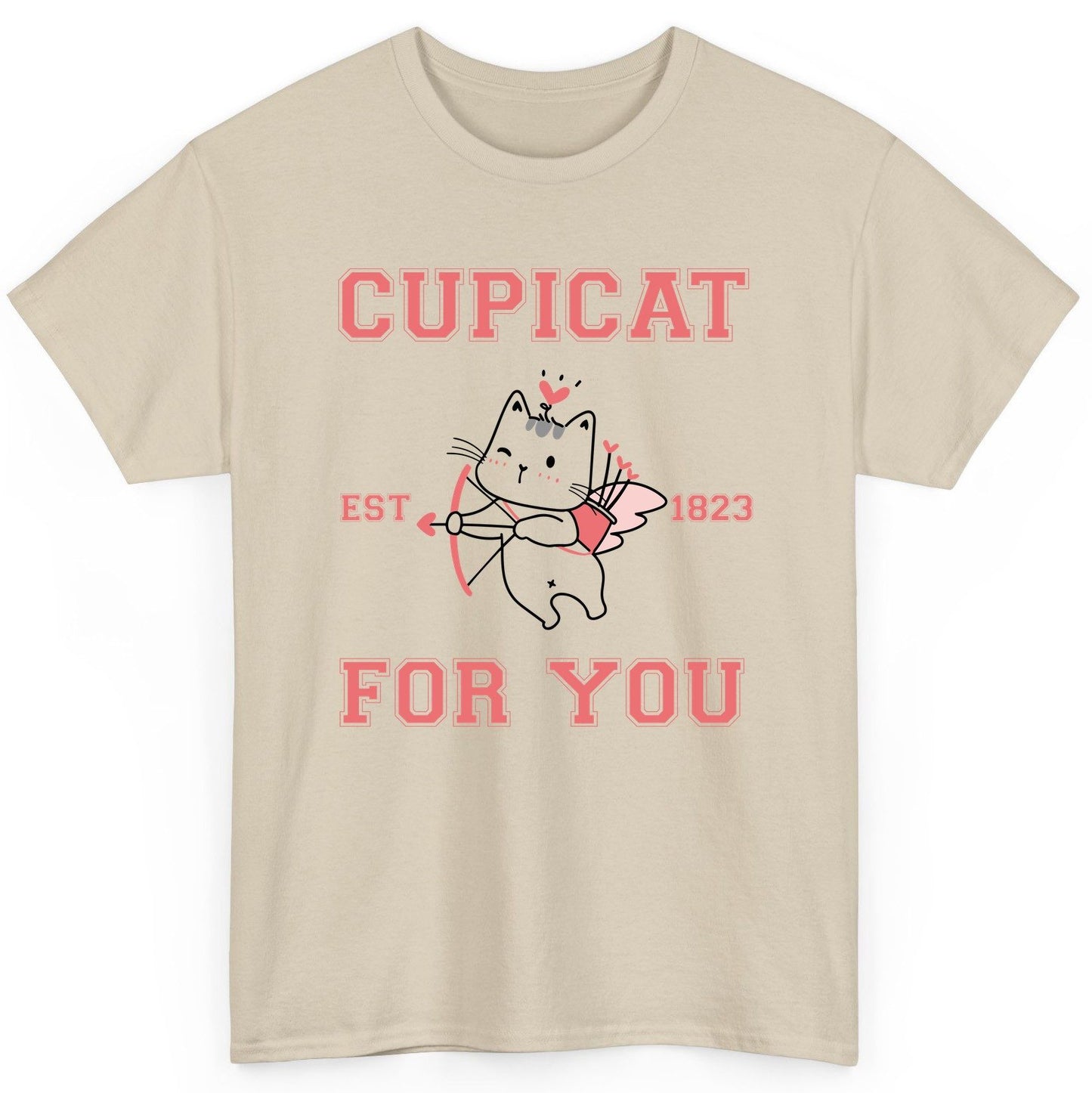 Cupicat Est 1823 for You cupid cat T-Shirt Sand product mockup