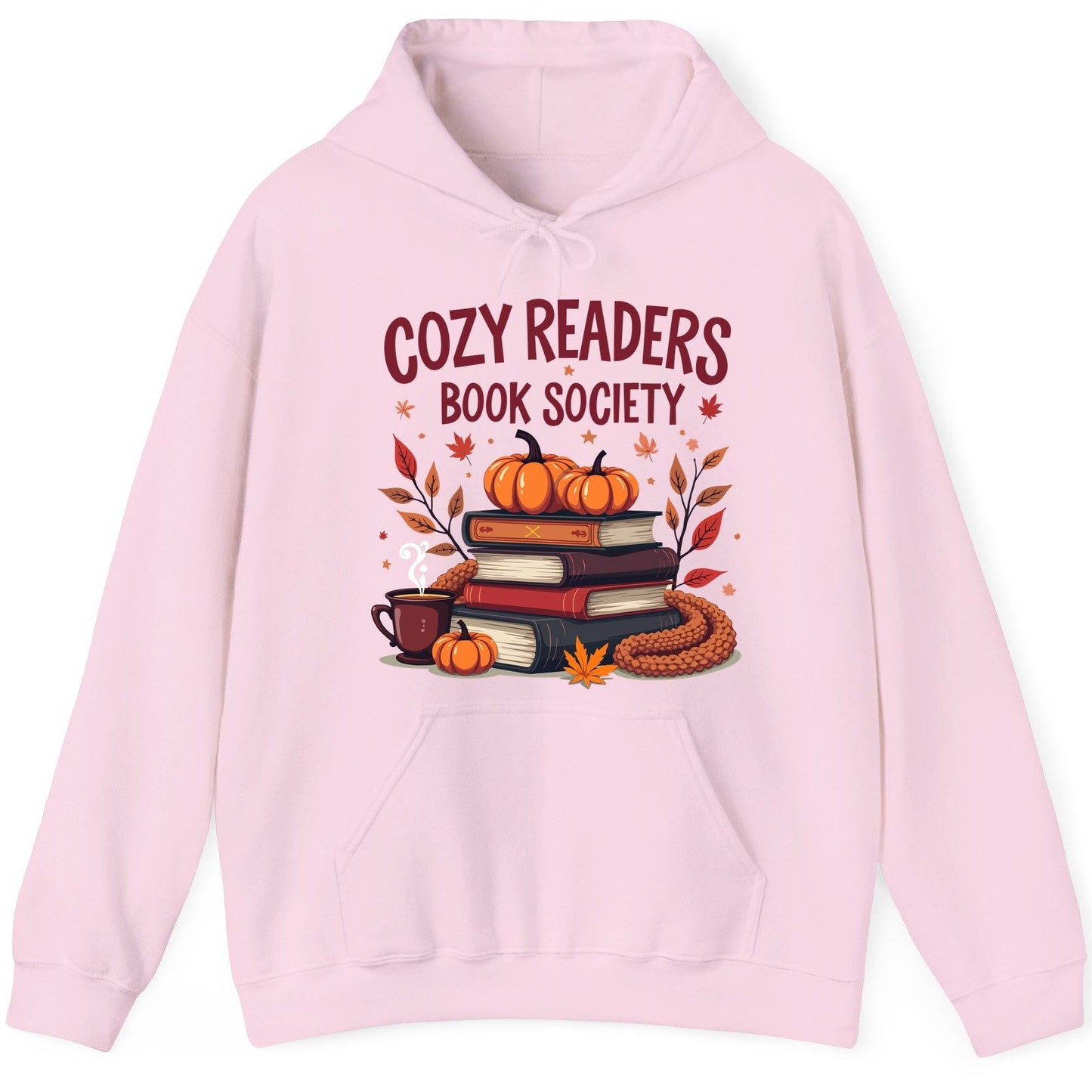 Cozy Readers Book Society reading Hoodie Light Pink product mockup