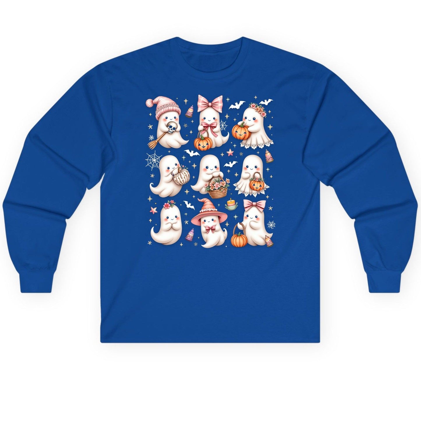 Cute Pink Halloween Ghosts cute Halloween ghosts Long Sleeve Tee Royal product mockup