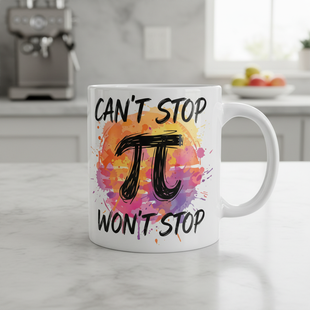 Can't Stop Won't Stop Pi Symbol Math Pun White Mug - White