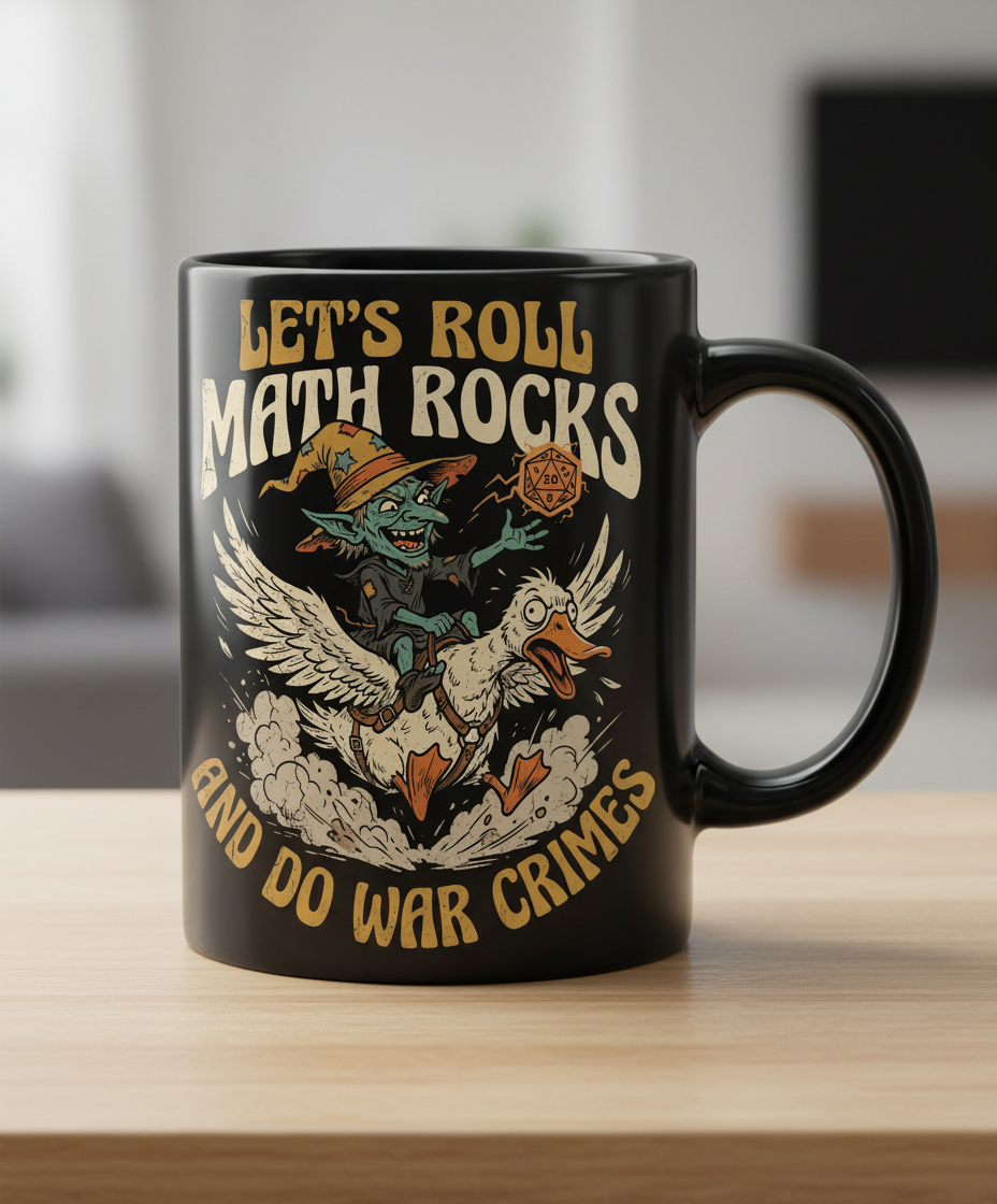 Let's Roll Math Rocks And Do War Crimes Goblin Dice Black Mug - Black