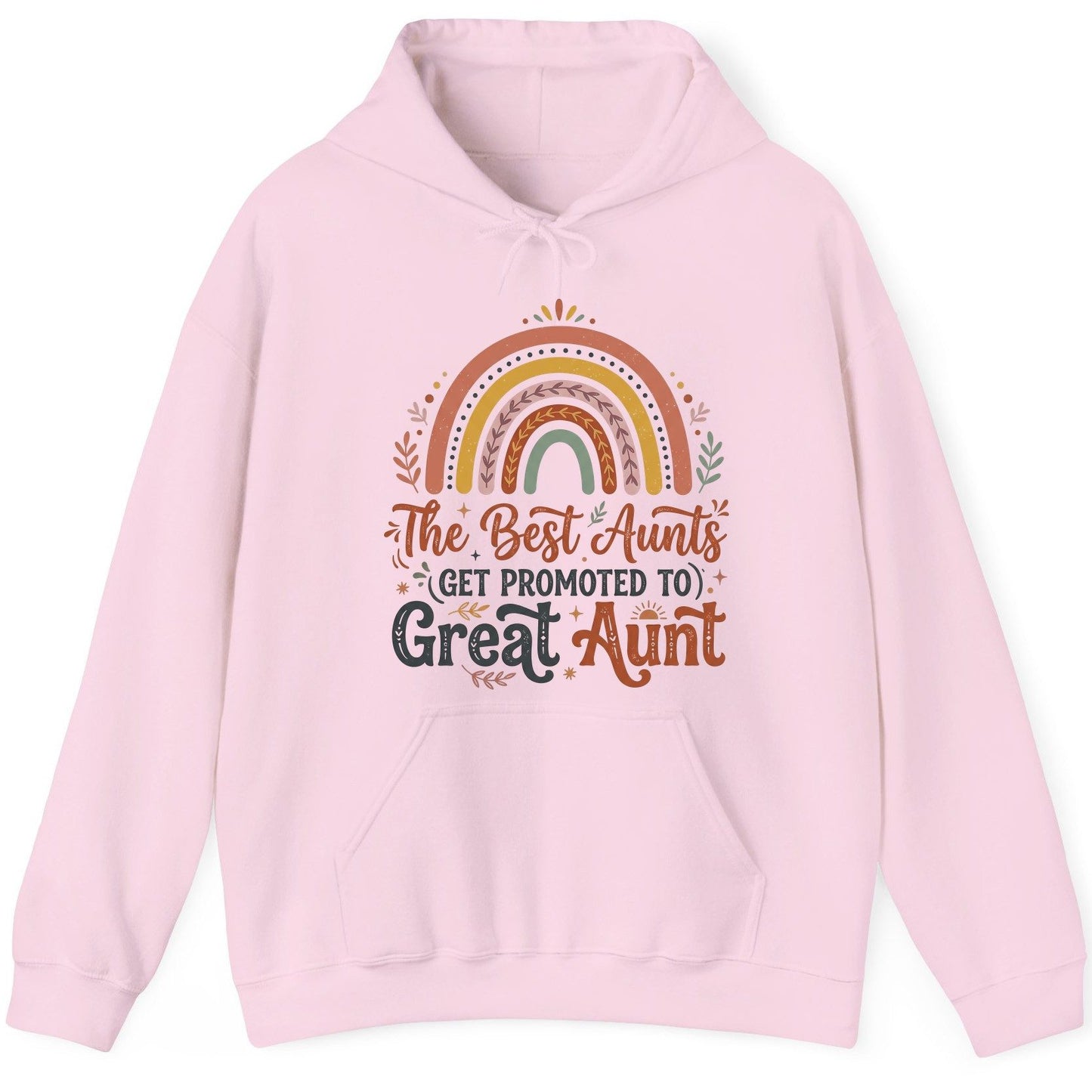 The Best Aunts GET Promoted TO Great Aunt Hoodie - product mockup - Light Pink