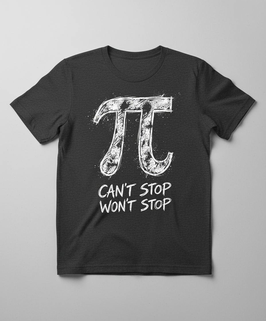 Pi Can't Stop Won't Stop Math Pun T-Shirt - Dark Heather