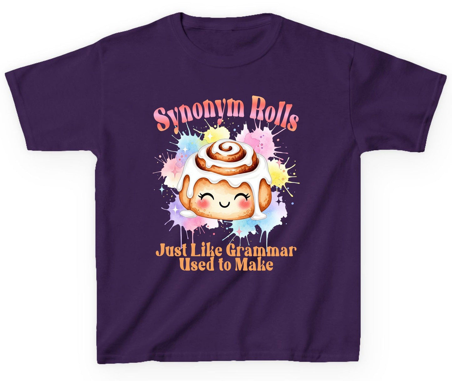 Synonym Rolls Just Like Grammar Used to Make grammar pun Youth T-Shirt Purple product mockup