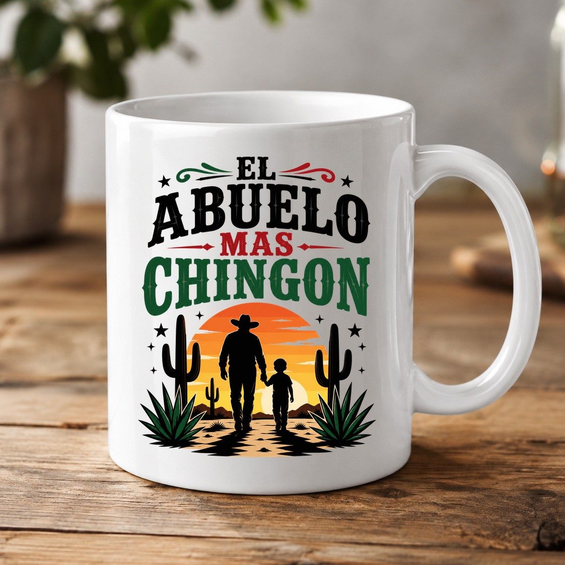 El Abuelo Mas Chingon grandfather and grandson White Mug White product mockup