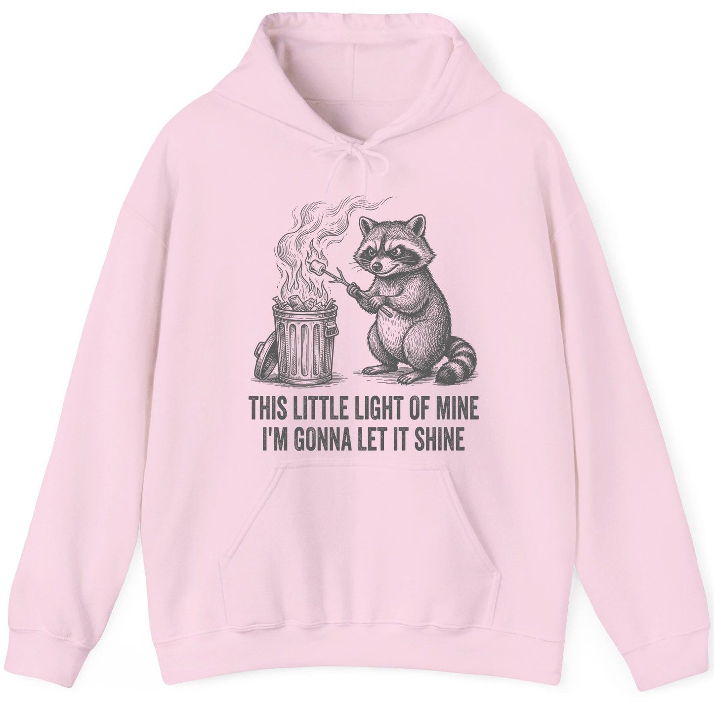 THIS LITTLE LIGHT OF MINE I'M GONNA LET IT SHINE Raccoon Hoodie Light Pink product mockup