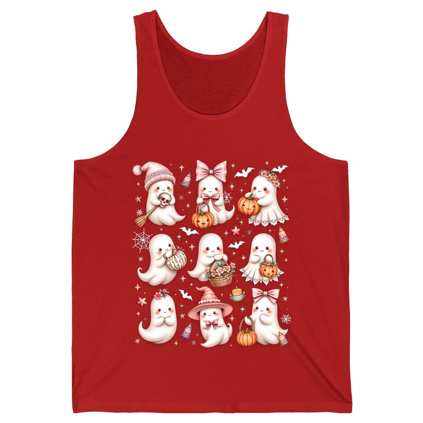 Cute Pink Halloween Ghosts cute Halloween ghosts Tank Top Red product mockup