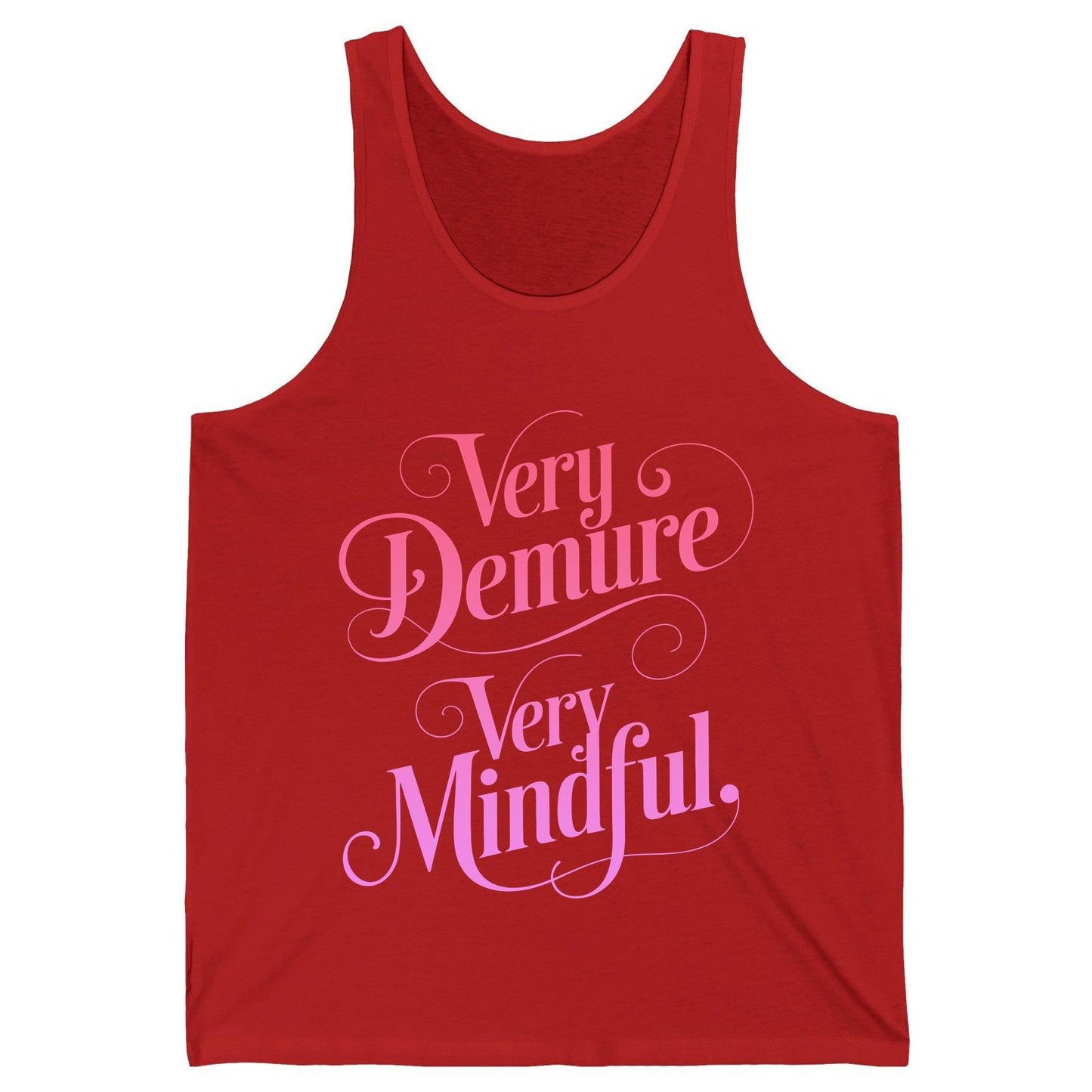 Very Demure Very Mindful mindfulness Tank Top Red product mockup