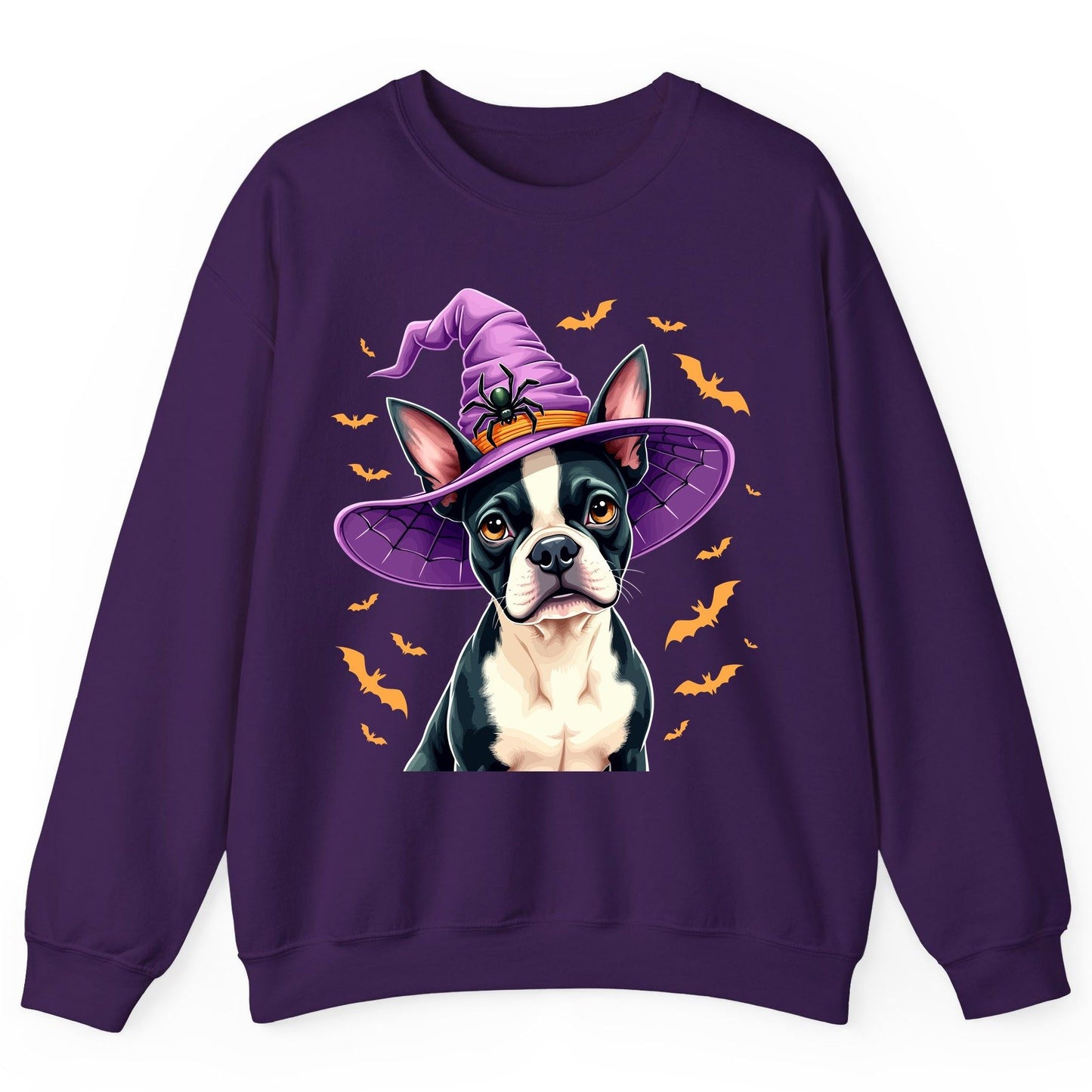 Halloween Boston Terrier Witch boston terrier Sweatshirt Purple product mockup