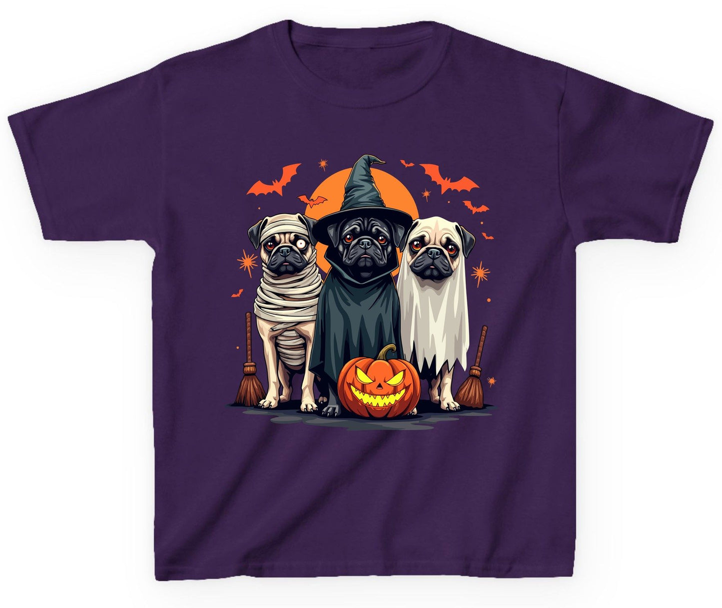 Halloween Pugs Costumes pugs Youth T-Shirt Purple product mockup