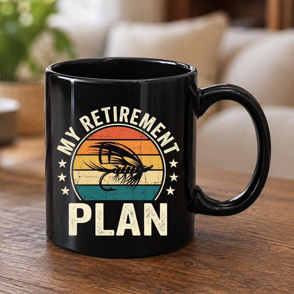 My Retirement Plan fly fishing Black Mug Black product mockup