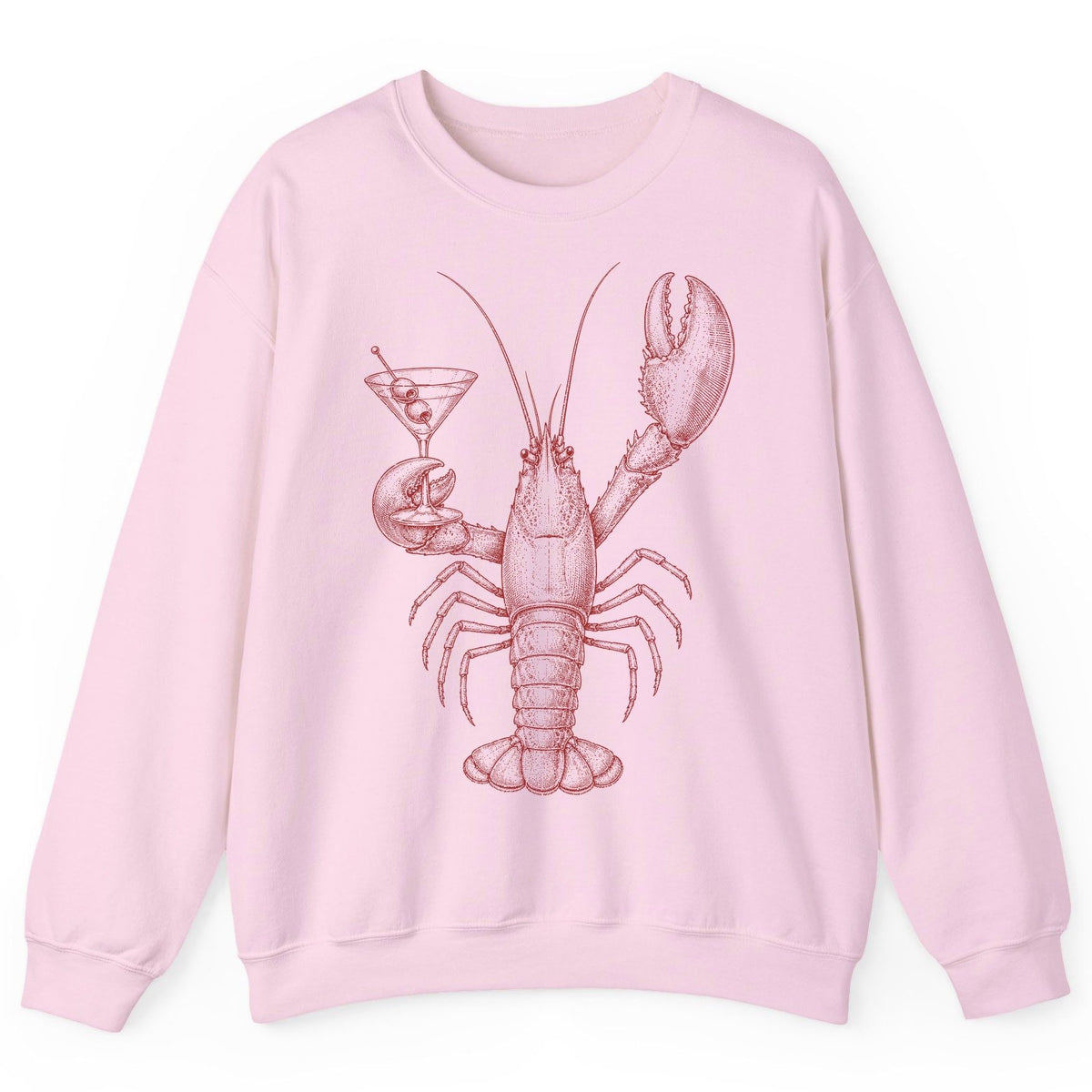Vintage Lobster Martini lobster Sweatshirt Light Pink product mockup