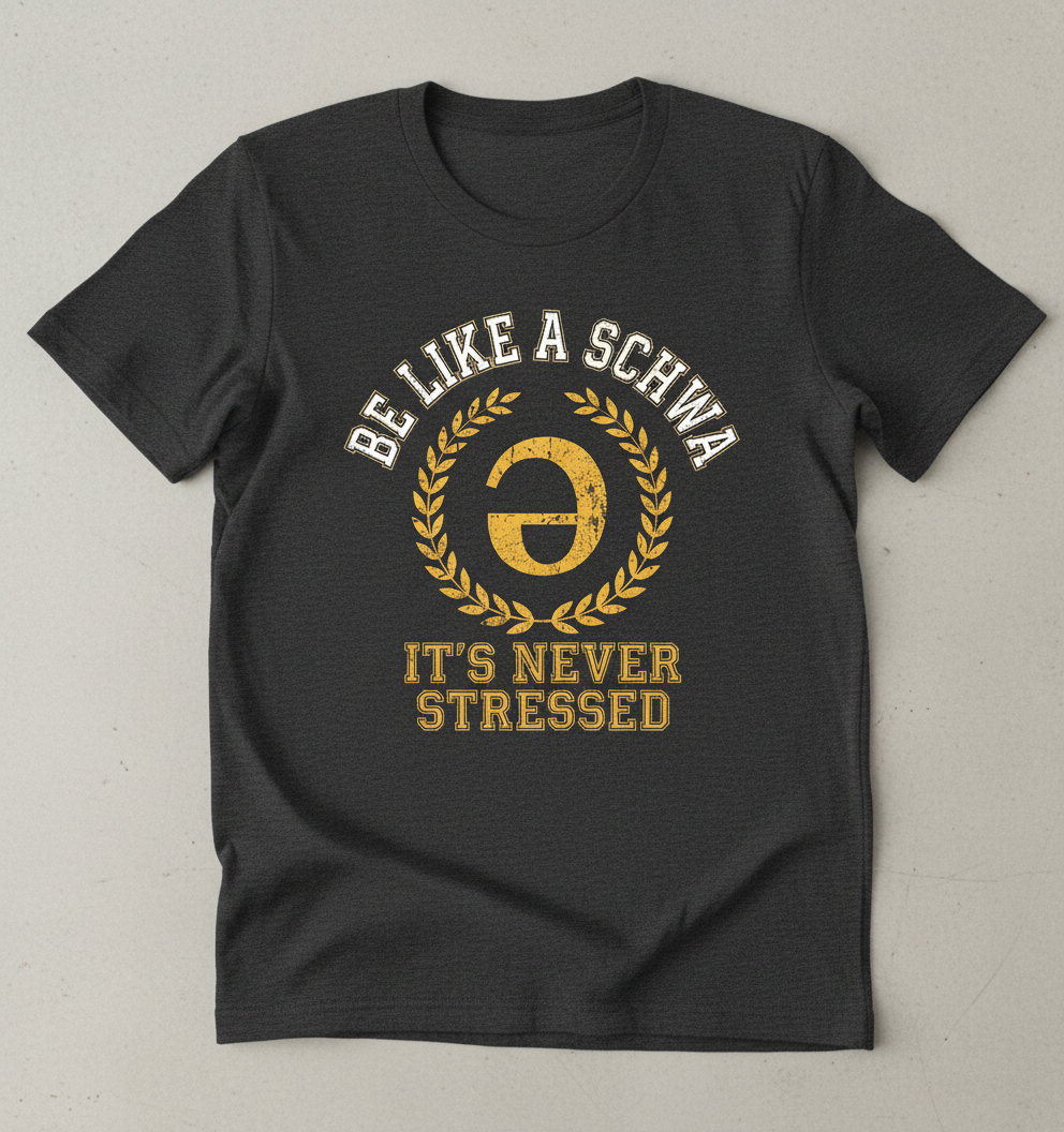 Be Like A Schwa Funny Linguistics Pun Design T-Shirt - Dark Heather