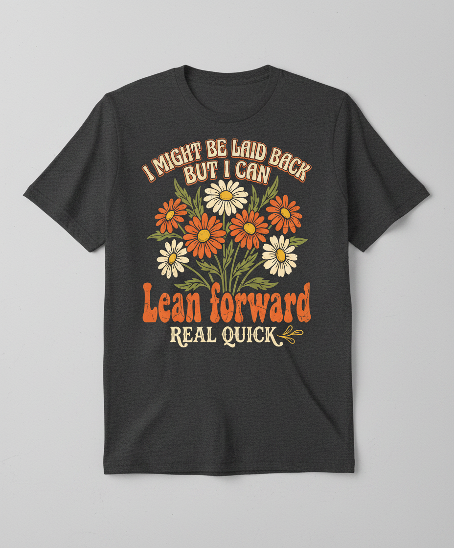 Retro Floral Sassy Quote I Might Be Laid Back T-Shirt - Dark Heather