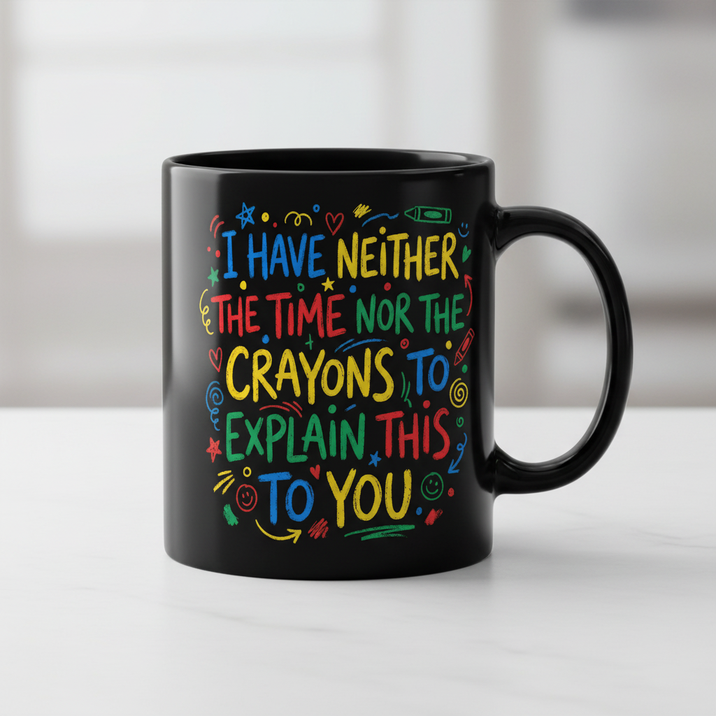 I Have Neither The Time Nor The Crayons To Explain This To You Black Mug - Black