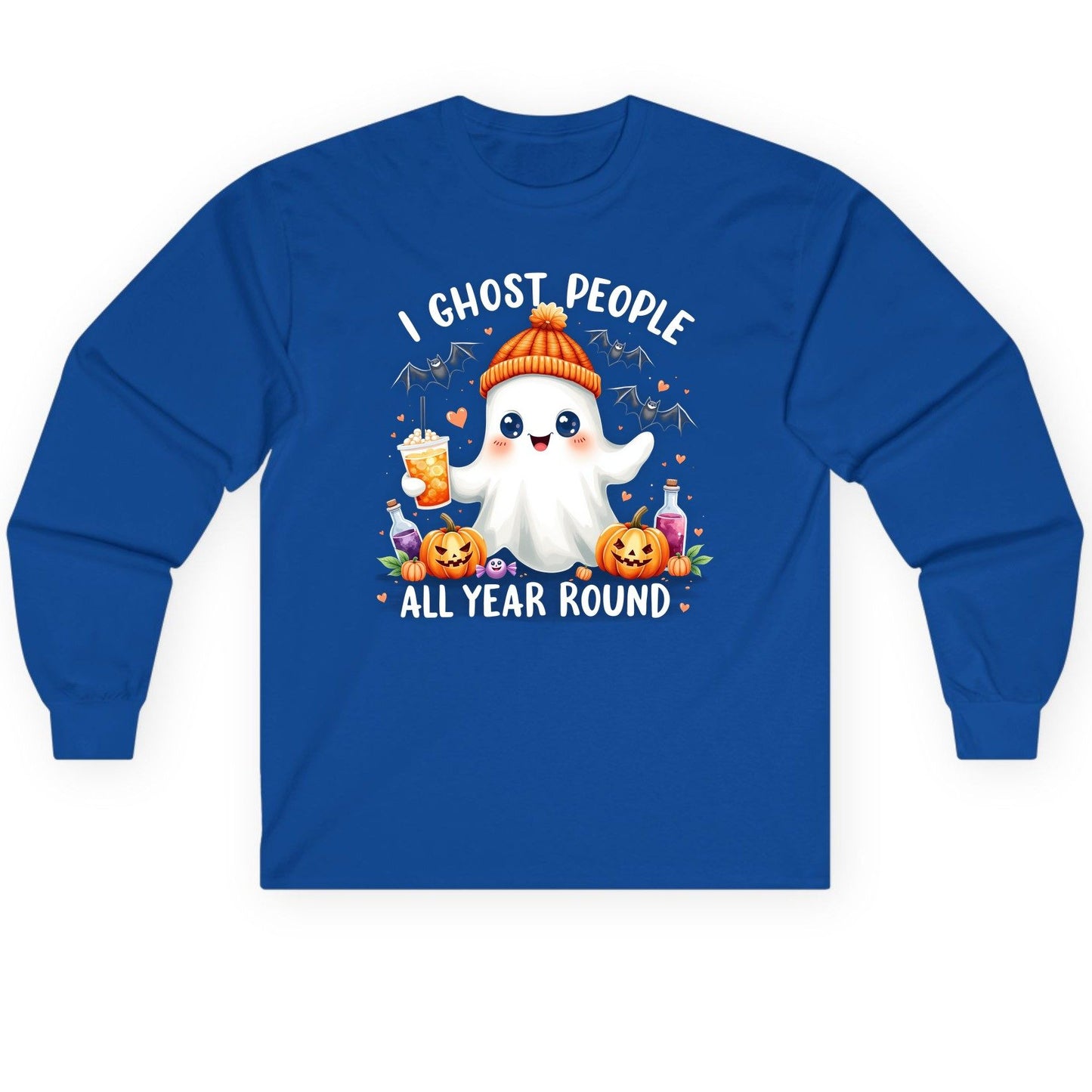 I Ghost People All Year Round cute ghost Long Sleeve Tee Royal product mockup