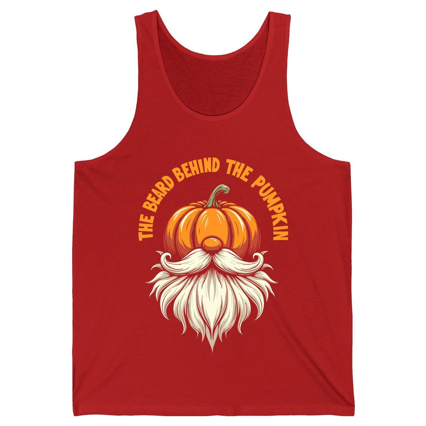 The Beard Behind the Pumpkin Halloween gnome Tank Top Red product mockup
