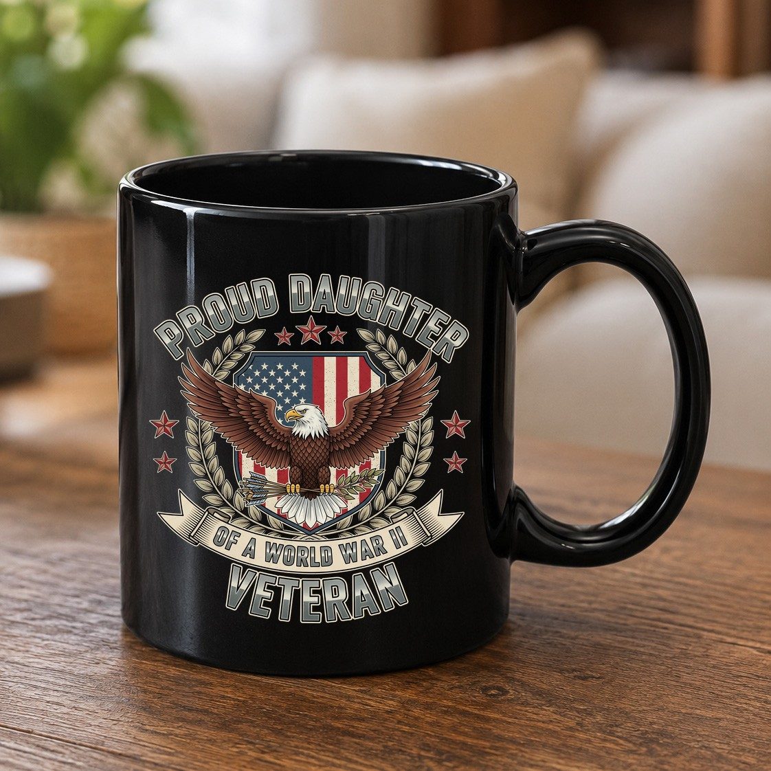 Proud Daughter of a World War Ii Veteran wwii veteran Black Mug Black product mockup