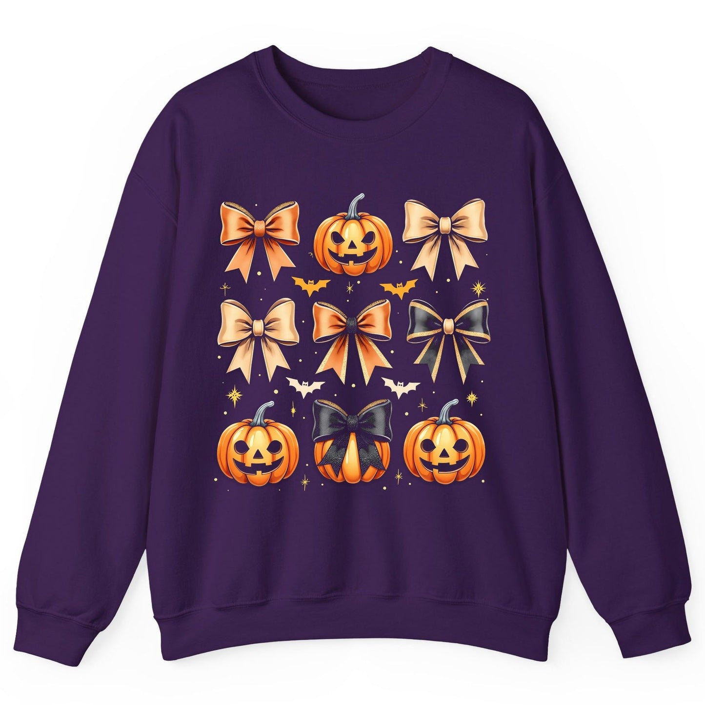 Cute Halloween Pumpkins and Bows Halloween Sweatshirt Purple product mockup
