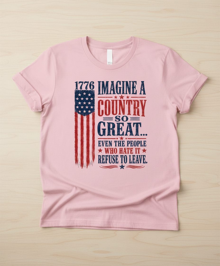 Imagine a Country So Great Patriotic Vintage American T-Shirt - product mockup - Light Pink