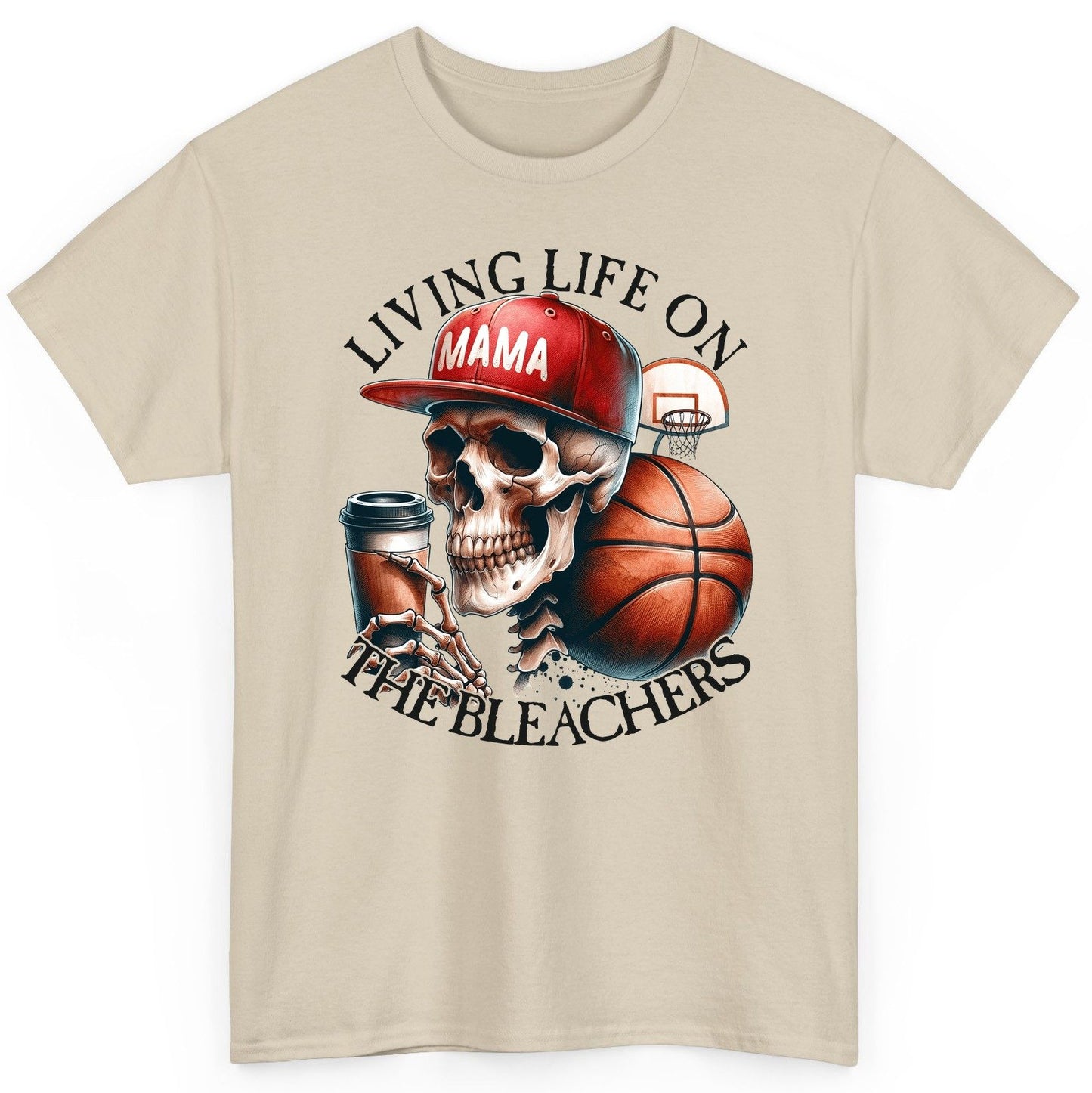 Living Life on the Bleachers Mama basketball mom T-Shirt Sand product mockup