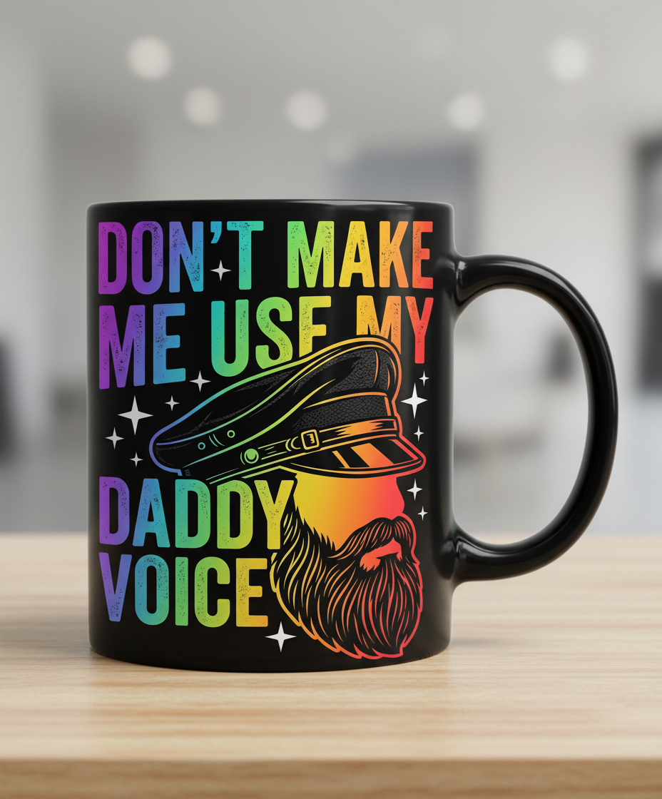 Don't Make Me Use My Daddy Voice LGBTQ Pride Design Black Mug - Black